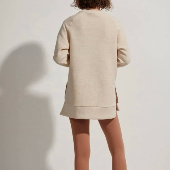 Varley Manning Crewneck Sweatshirt Ribbed Side Zippers Longline Relaxed Size L - Picture 4 of 14